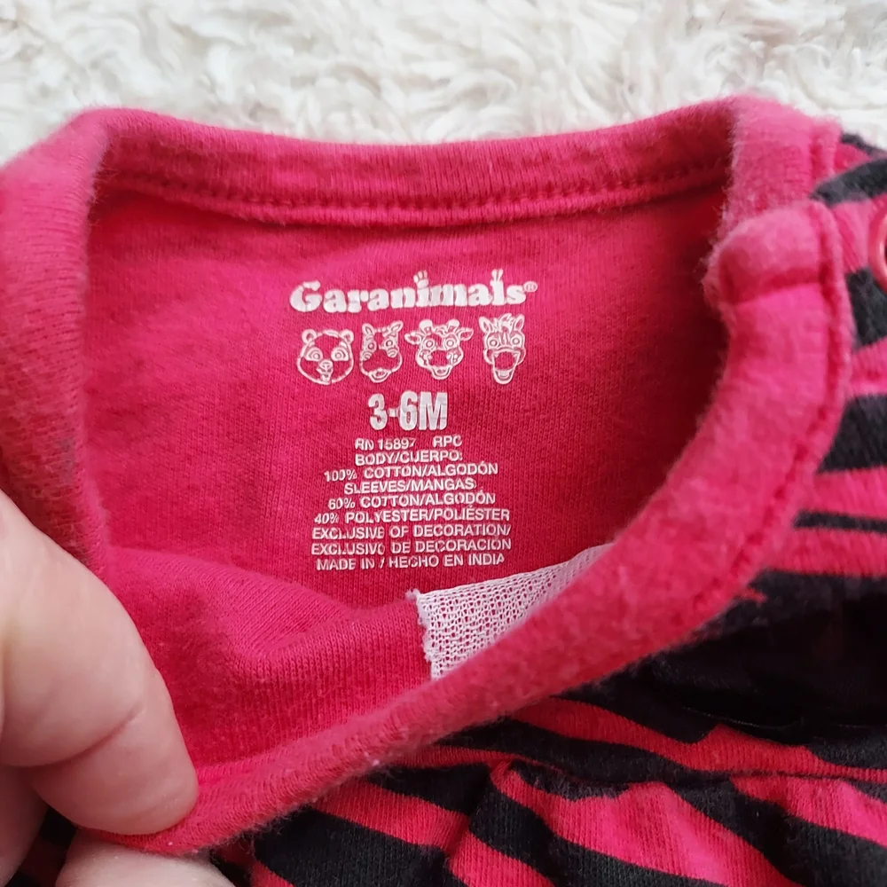 Garanimals 3-6mo Wild Pink & Black Zebra Print Baby Set 80s Vibes Punk Rock